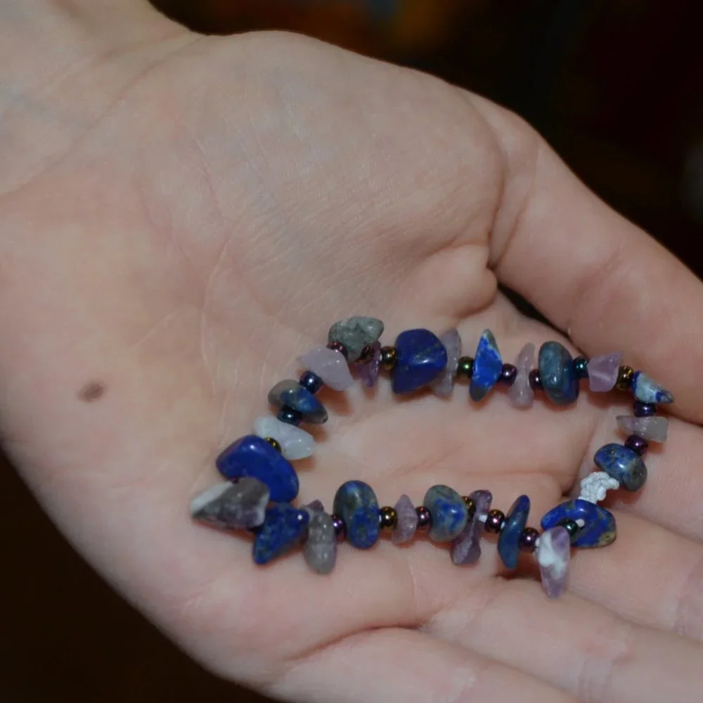 Handmade Real Stones Beads Elastic Bracelet Kids